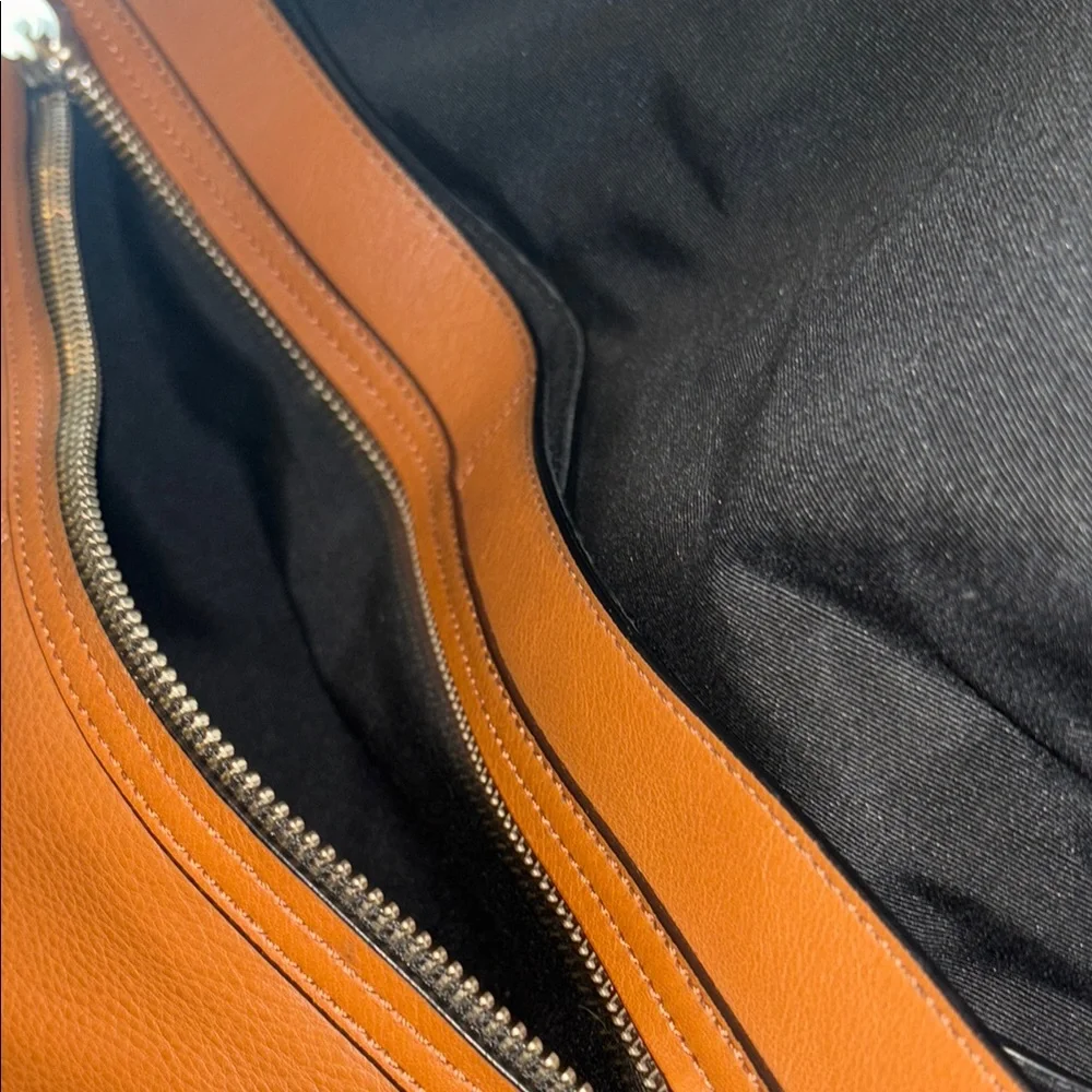 Coach Heritage Brown Leather Messenger Bag with Adjustable Nylon Strap